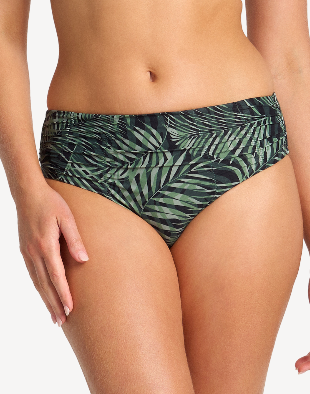 Lombok Ruched Mid Rise Bikini Bottom#color_lombok-black