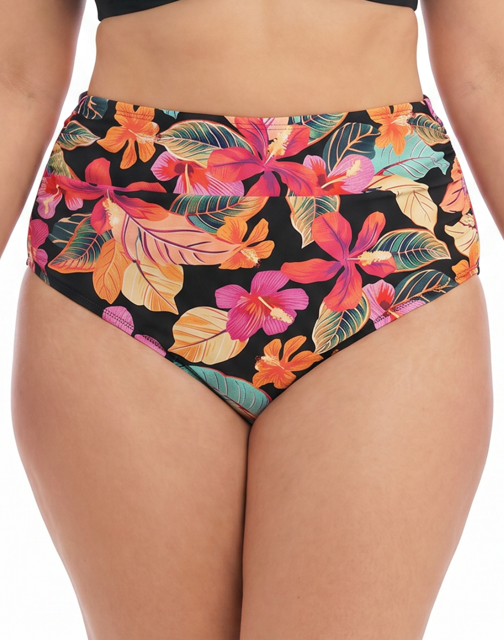Phuket Gathered Retro Bikini Bottom#color_phuket-black