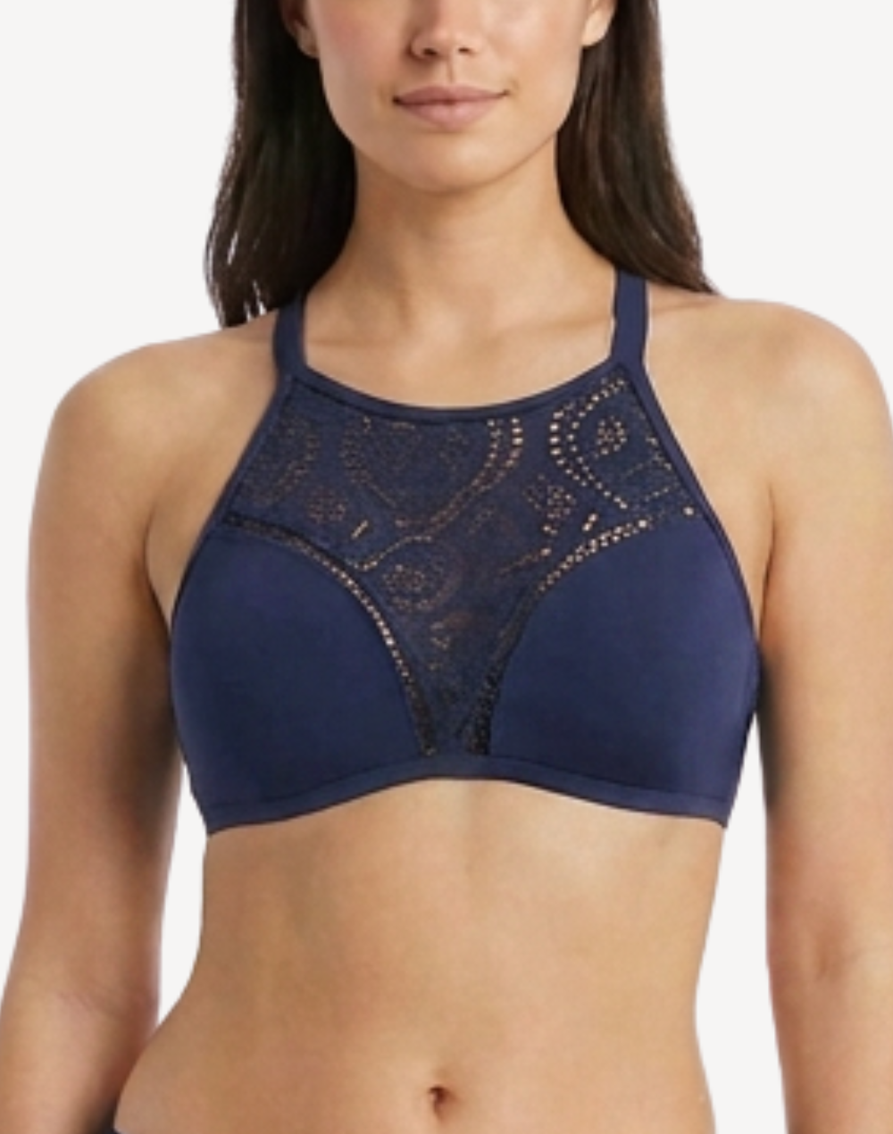 Infinity Lace High Neck Bikini Top#color_infinity-ink-blue