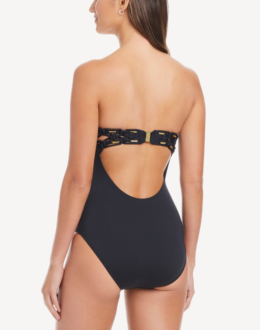 La Cote D'Azur Macrame Bandeau One Piece Swimsuit#color_la-cote-black