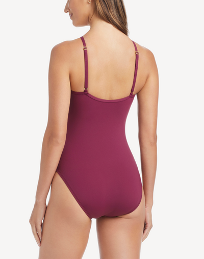 Don't Mesh With Me High Neck Ring One Piece Swimsuit#color_dont-mesh-plum