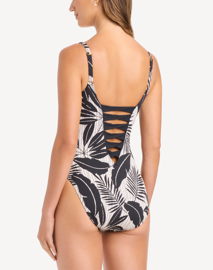 Island Time Sides Lace Down One Piece Swimsuit