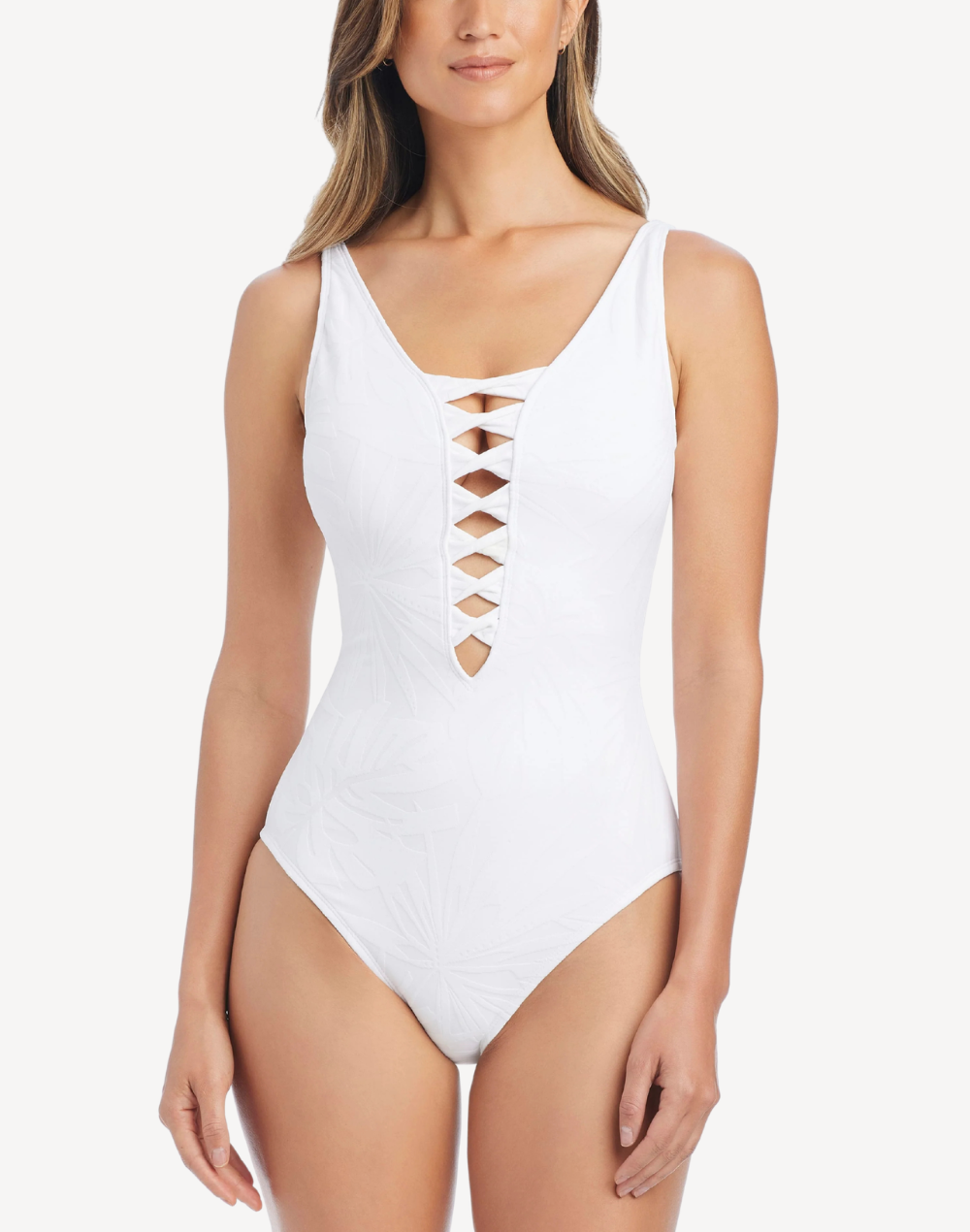 Tropical Tango Lace Down One Piece Swimsuit#color_tropical-tango-white