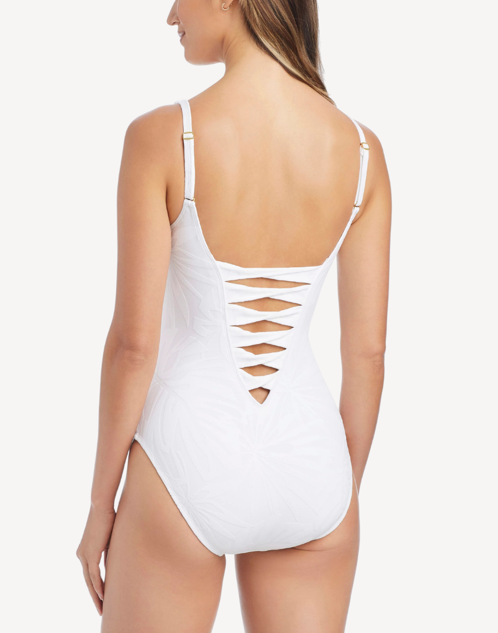 Tropical Tango Lace Down One Piece Swimsuit#color_tropical-tango-white