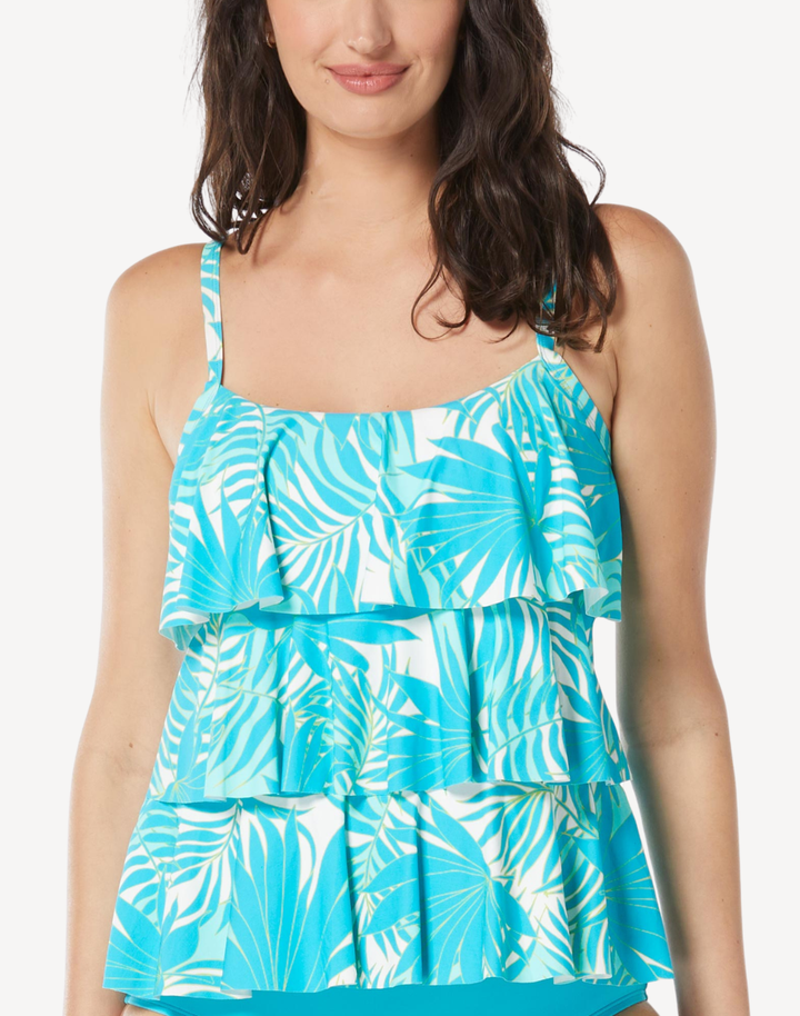 Aqua Palm Jane Ruffle Tankini Top