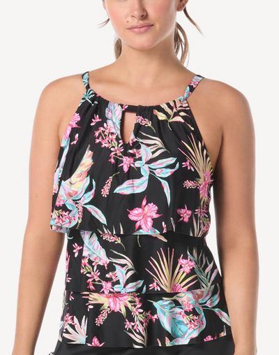 Endless Summer Jaclyn High Neck Tankini Top#color_endless-summer-black