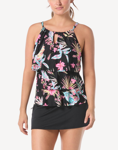 Endless Summer Jaclyn High Neck Tankini Top#color_endless-summer-black