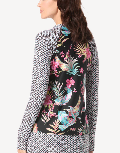 Endless Summer Mary Zip Front UPF 50 Rashguard#color_endless-summer-black