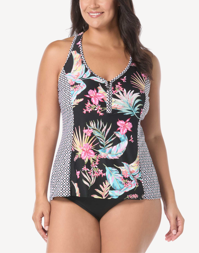 Endless Summer Plus Size Erinna Tankini Top#color_endless-summer-black