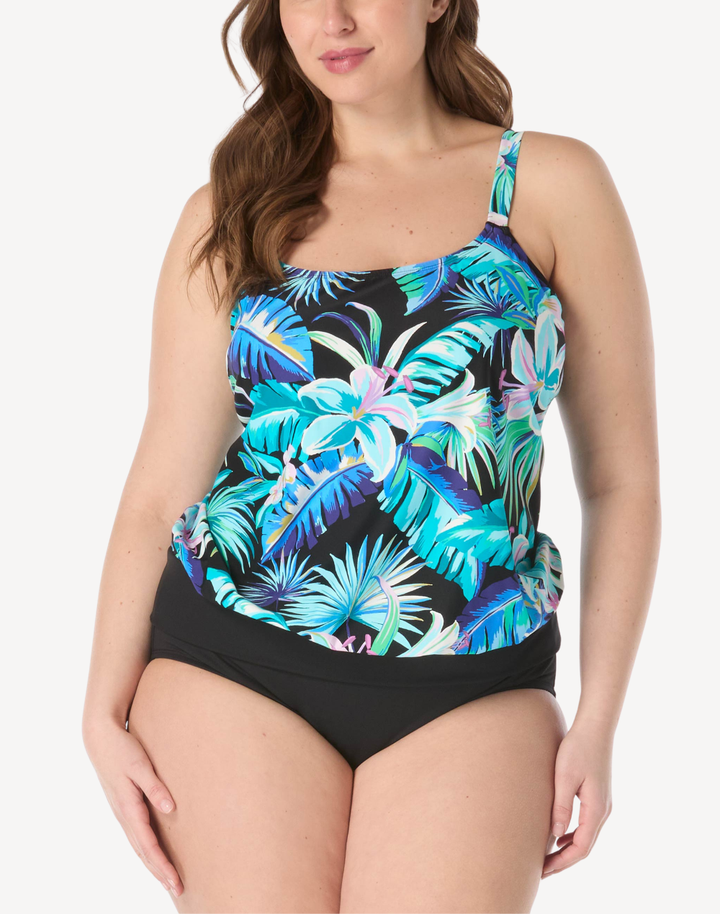 Island Rhythm Sarah Blouson Plus Size Tankini Top