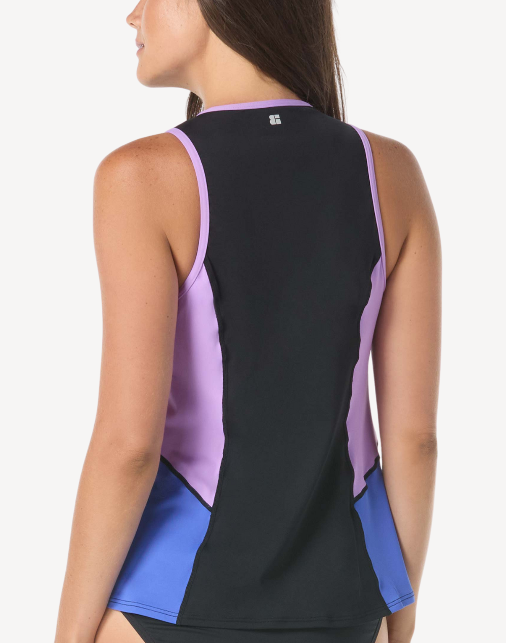 Colourblock Jersey Rib Racer Tankini Top#color_colourblock-wave-blue-black