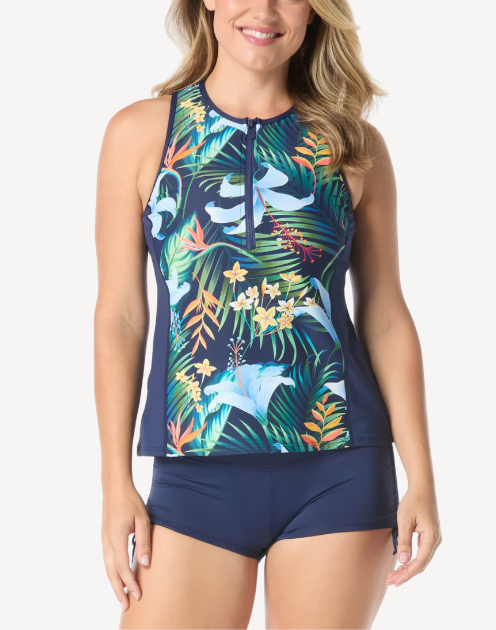 Midnight Tropical Racer Tankini Top