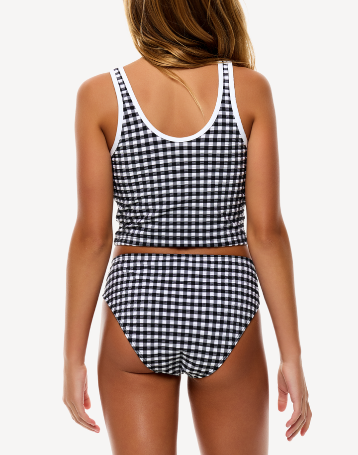 Girls Seersucker Gingham Tankini Set