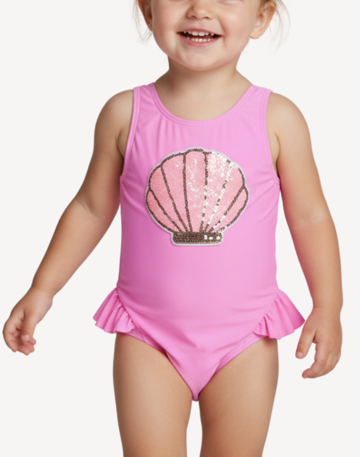 Toddler Girls Glitterati Shell Sequin One Piece Swimsuit
