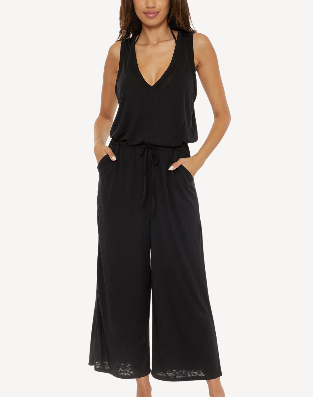 Beach Date Cover Up Jumpsuit#color_black