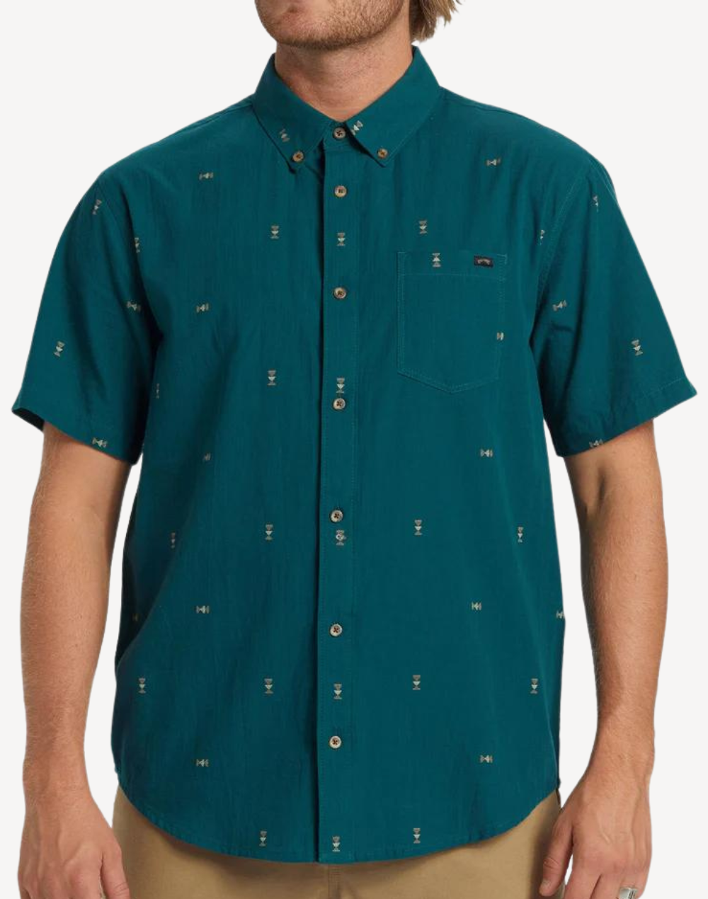 All Day Jacquard Short Sleeve Shirt#color_all-day-real-teal