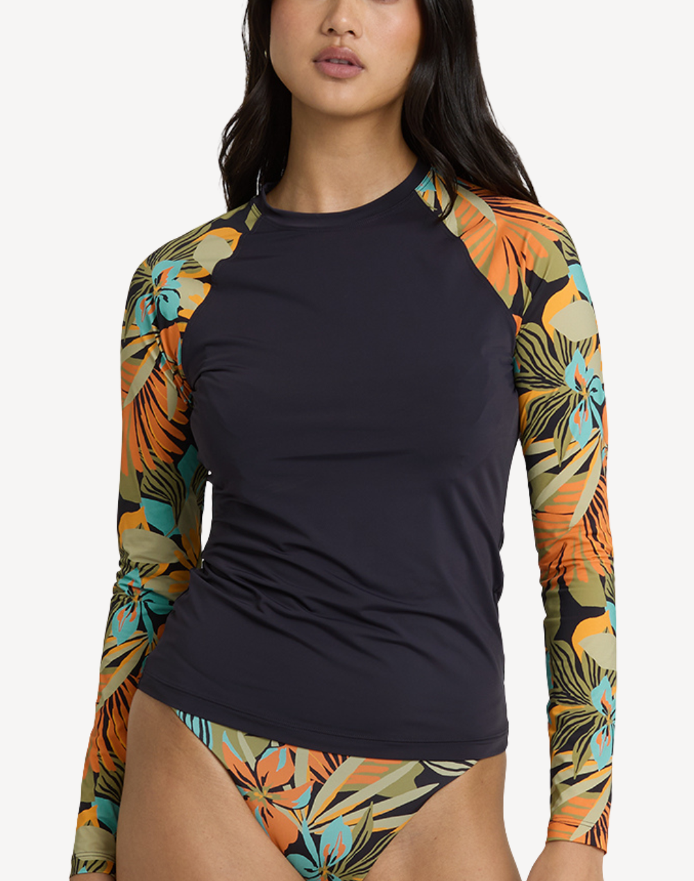 Women's Des Tropiques UPF 50 Long Sleeve Rashguard#color_des-tropiques-black-multi