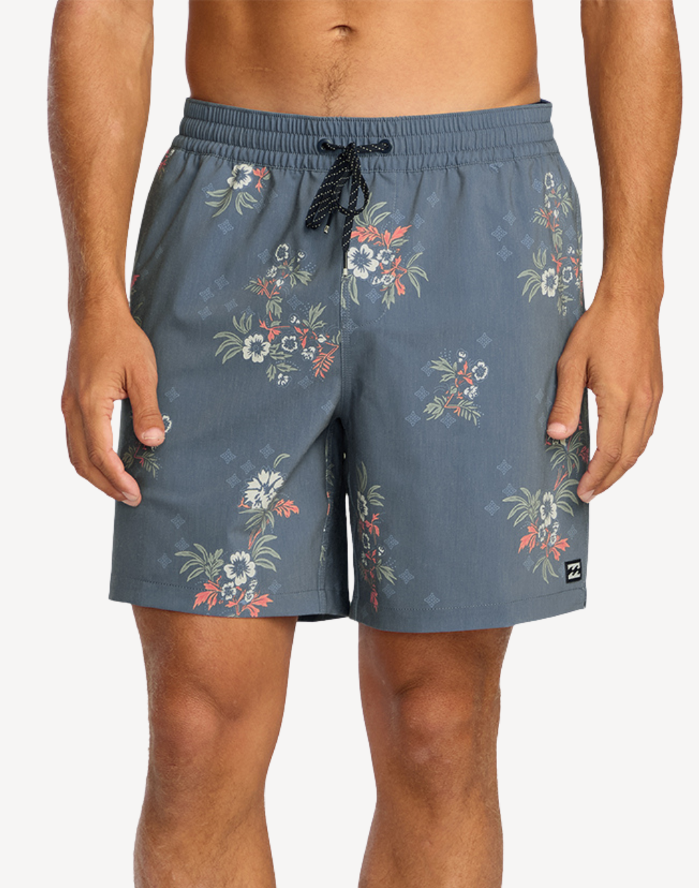 Floral Sundays Layback 17" Swim Trunk#color_floral-steel-blue