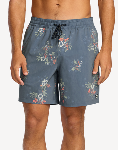 Floral Sundays Layback 17" Swim Trunk#color_floral-steel-blue