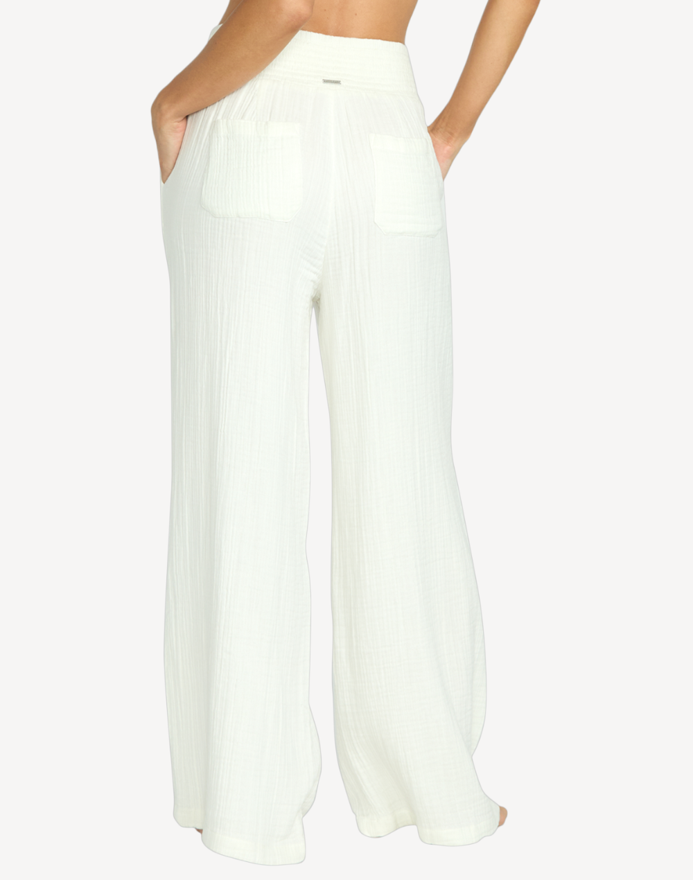 New Waves Gauzy Elastic Pants#color_white