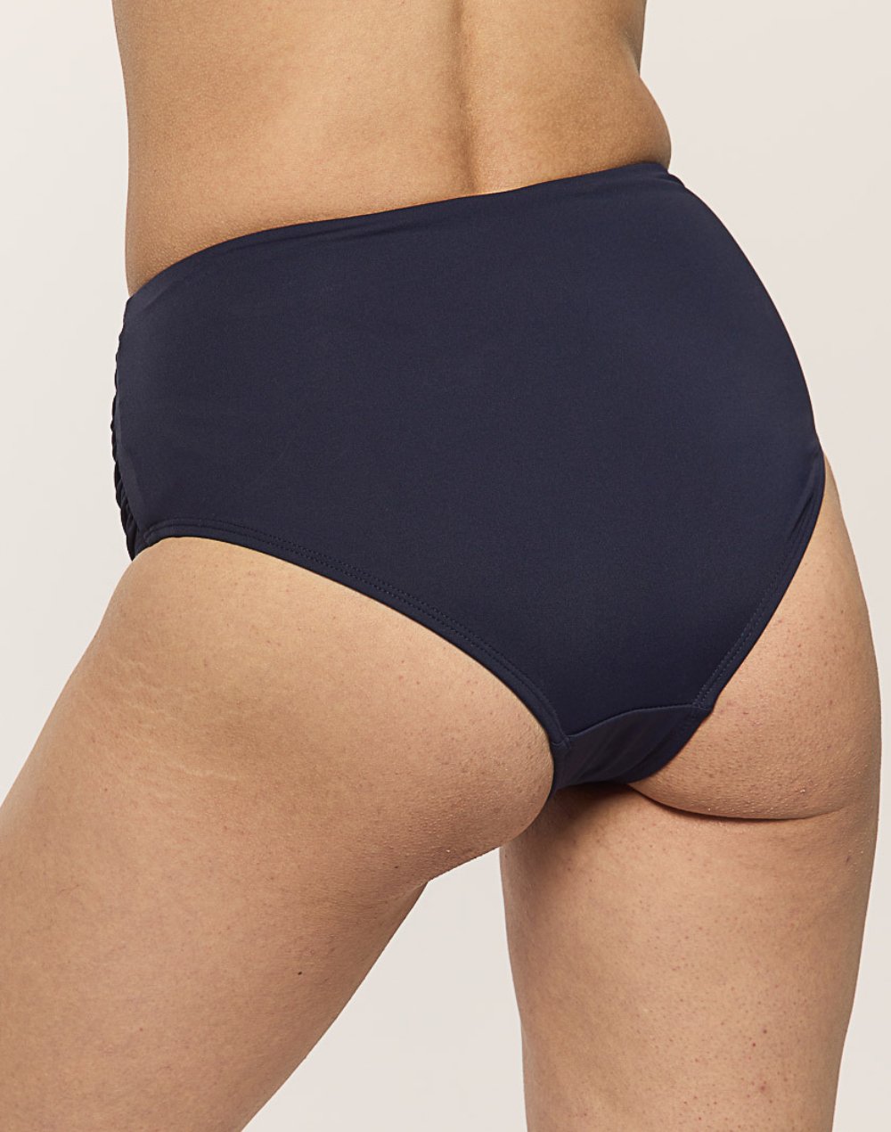 Basic High Waist Shirred Side Bikini Bottom