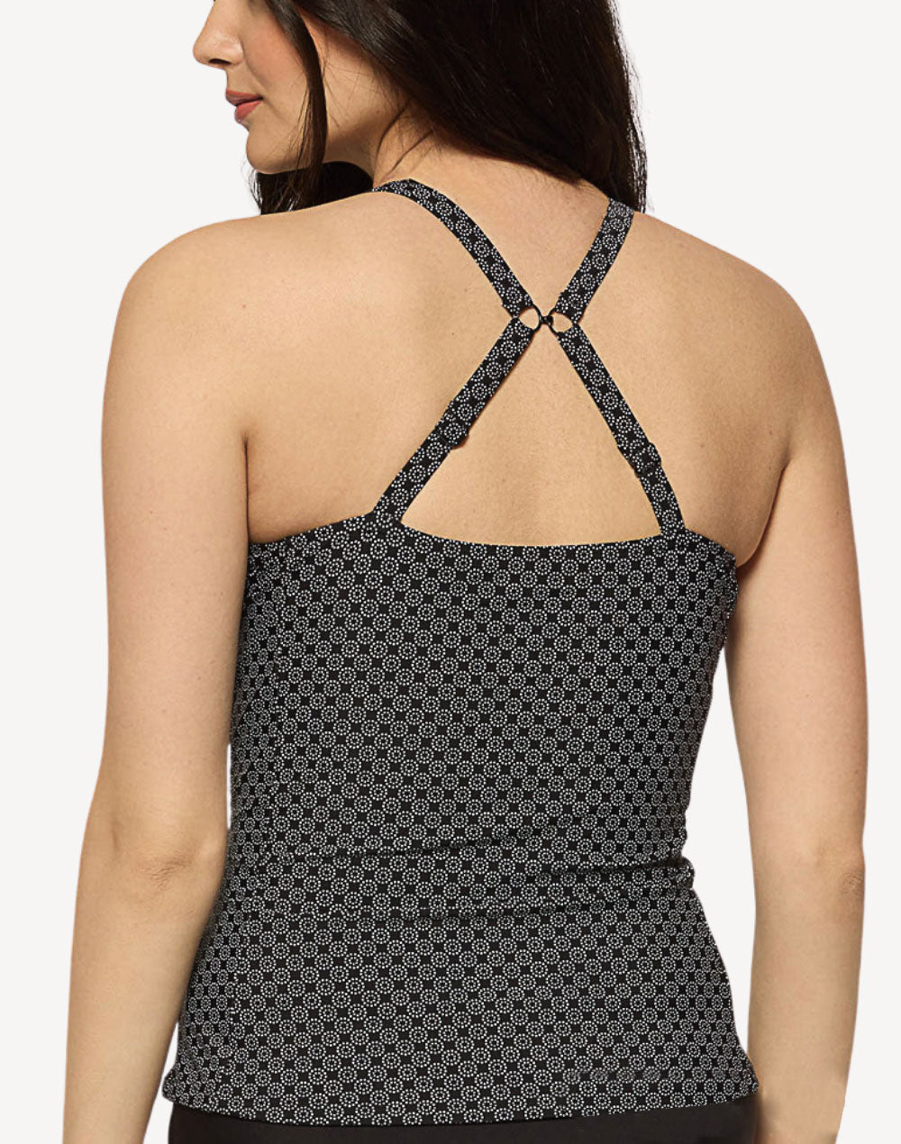 Onyx Dot Crossback Tankini Top