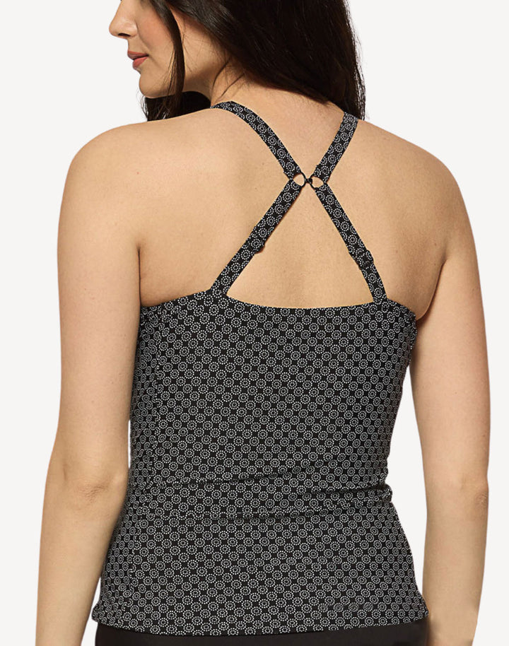 Onyx Dot Crossback Tankini Top