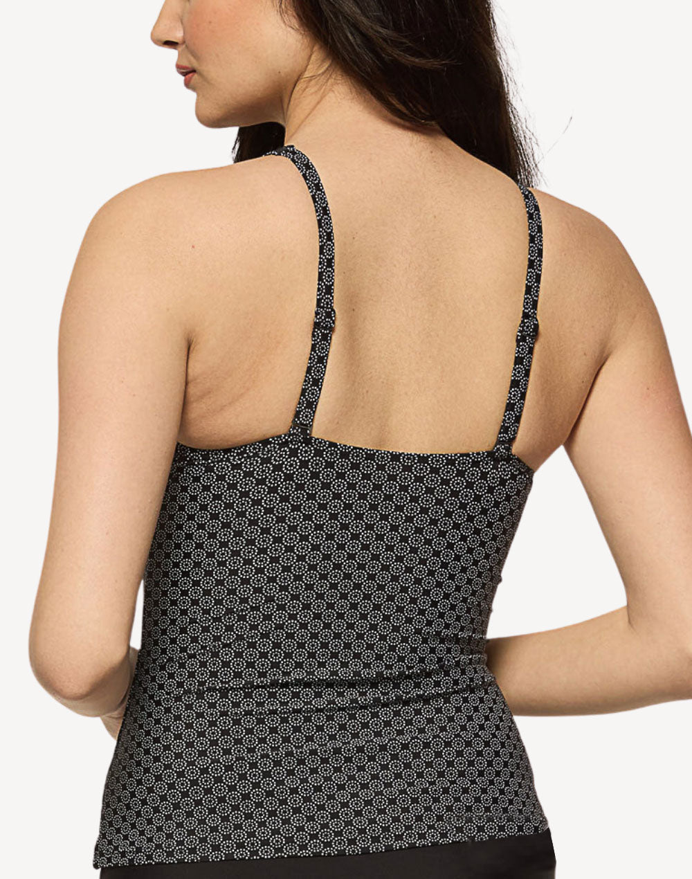 Onyx Dot F Cup Tankini Top#color_onyx-dot-black