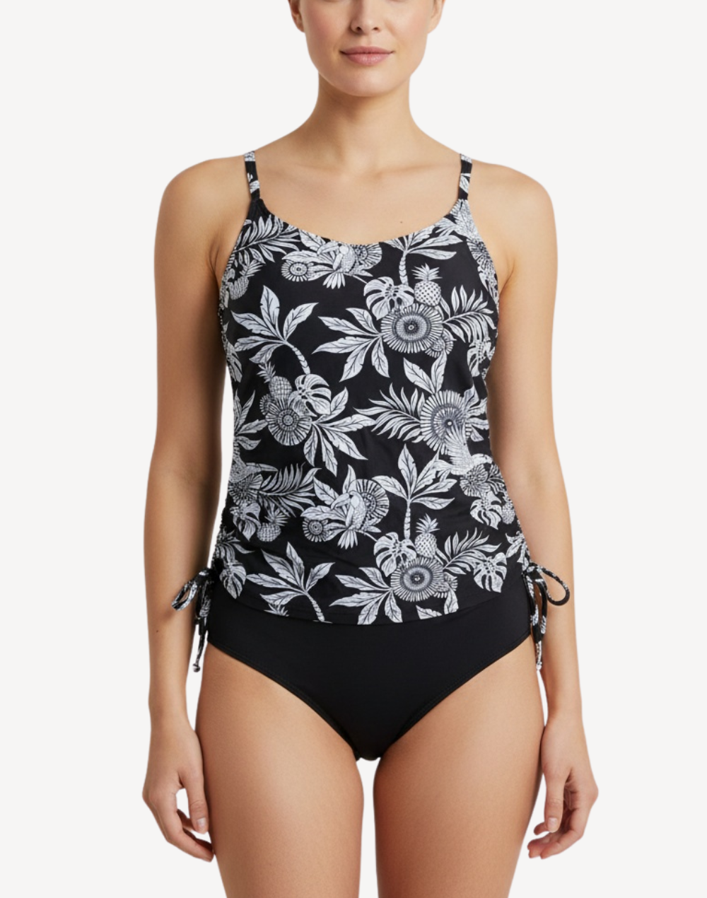 Tucan Long Torso Tankini Top#color_tucan-black