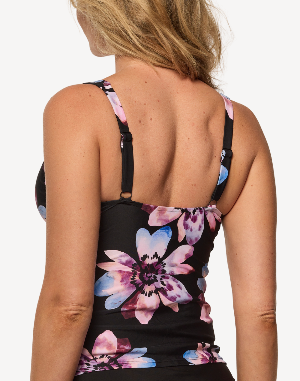 Watercolour Flower DDD Cup Tankini Top#color_watercolour-black