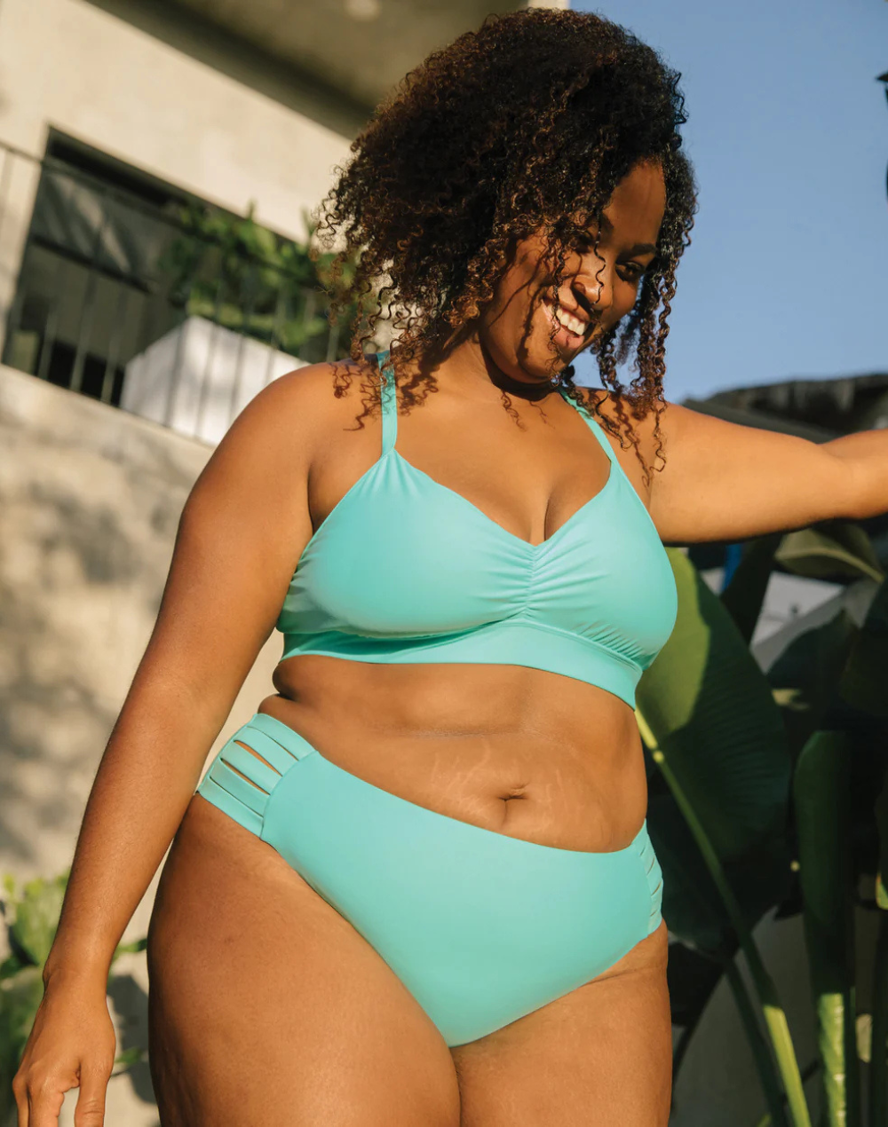 Otrain Wide Waistband Swim Bottoms Plus Size Retro Bikini