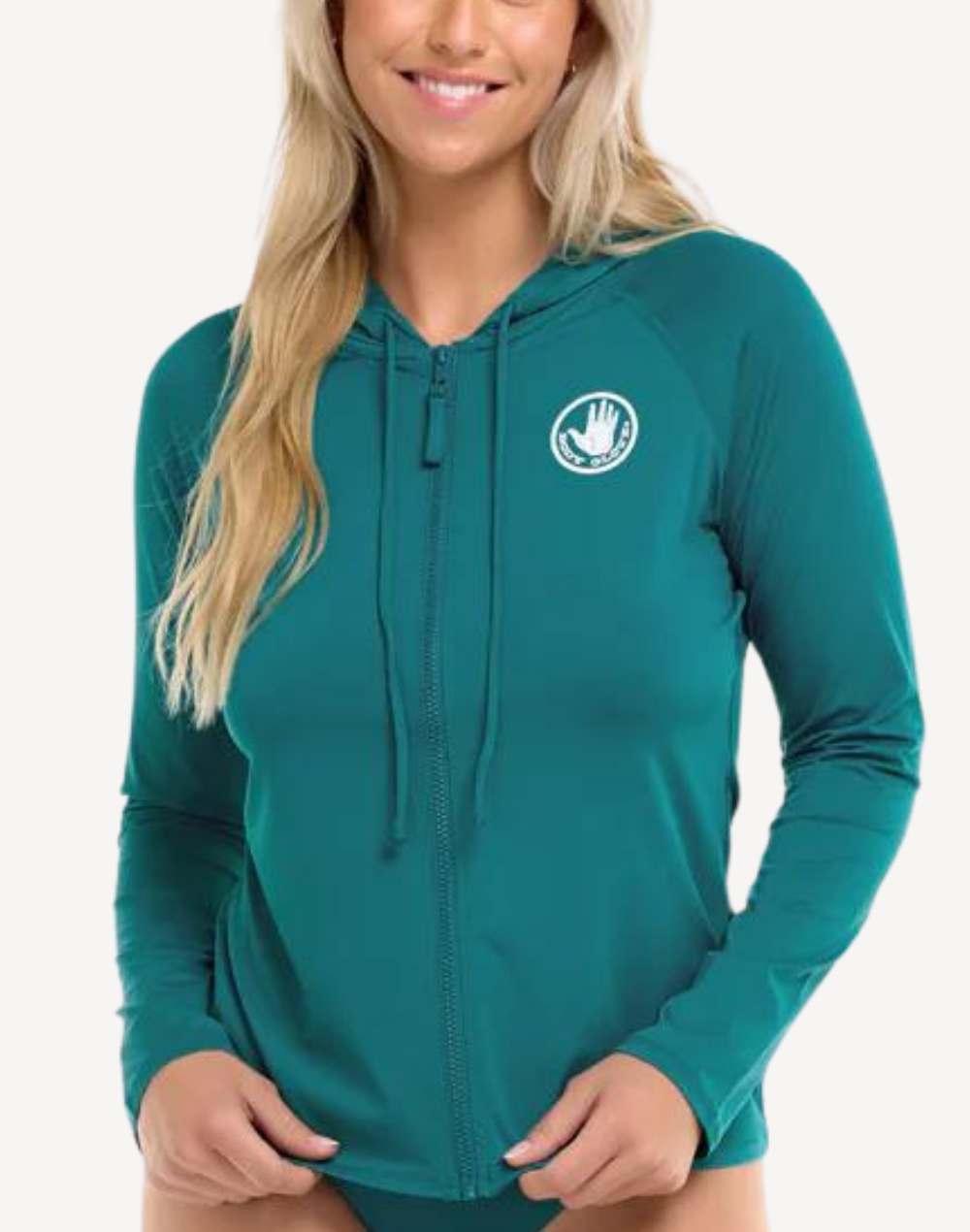 Women's Smoothies Mandie UPF 50 Hoodie Rashguard#color_smoothies-kingfisher-green