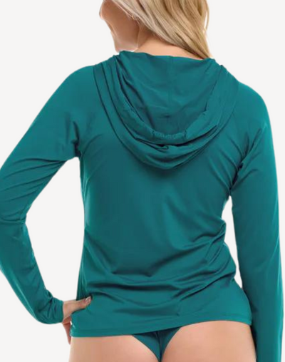 Women's Smoothies Mandie UPF 50 Hoodie Rashguard#color_smoothies-kingfisher-green