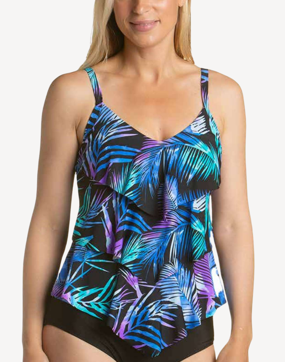 Aruba Tiered Ruffle Tankini Top#color_aruba-multi