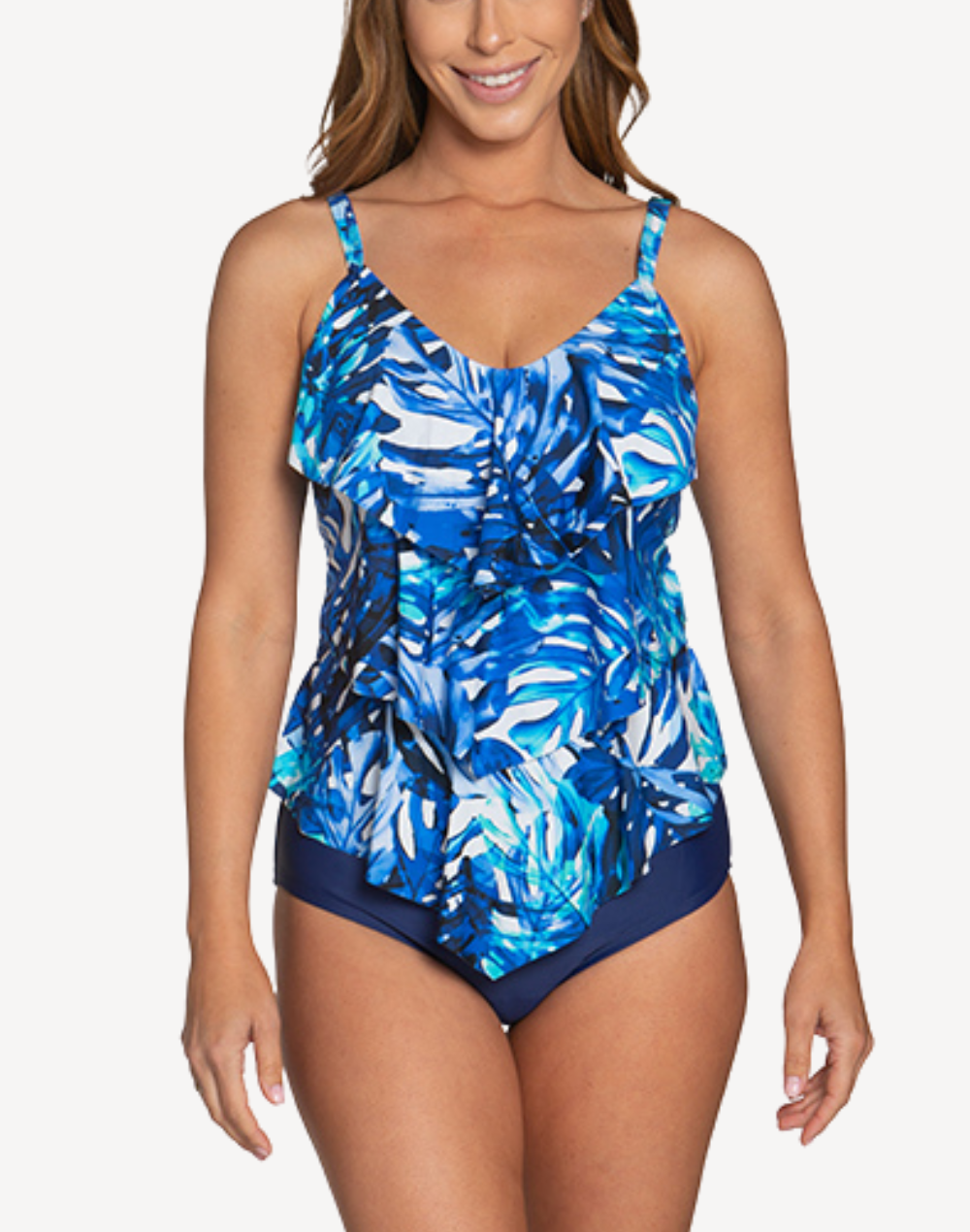 Monstera Tiered Ruffle Tankini Top