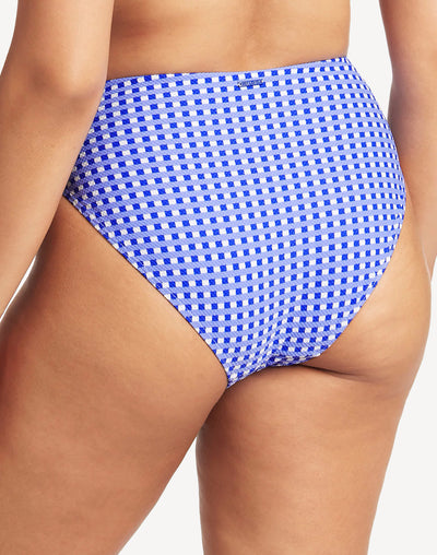 Checkmate Retro High Waist Bikini Bottom#color_checkmate-cobalt