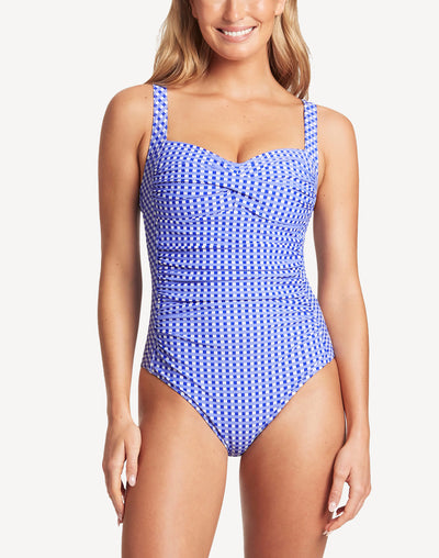 Checkmate Twist Front One Piece#color_checkmate-cobalt