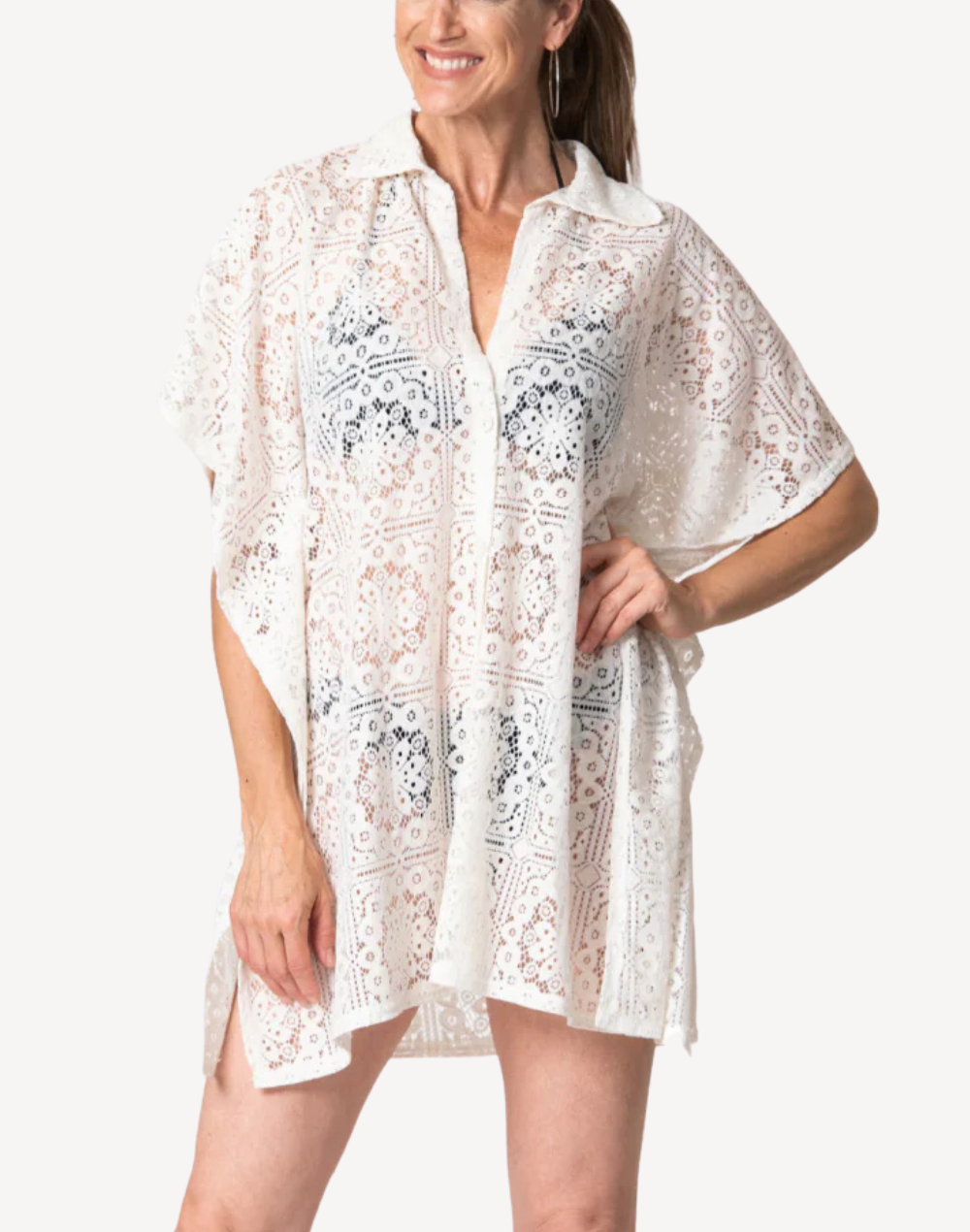 Coastal Muse Button Front Shirt Cover Up