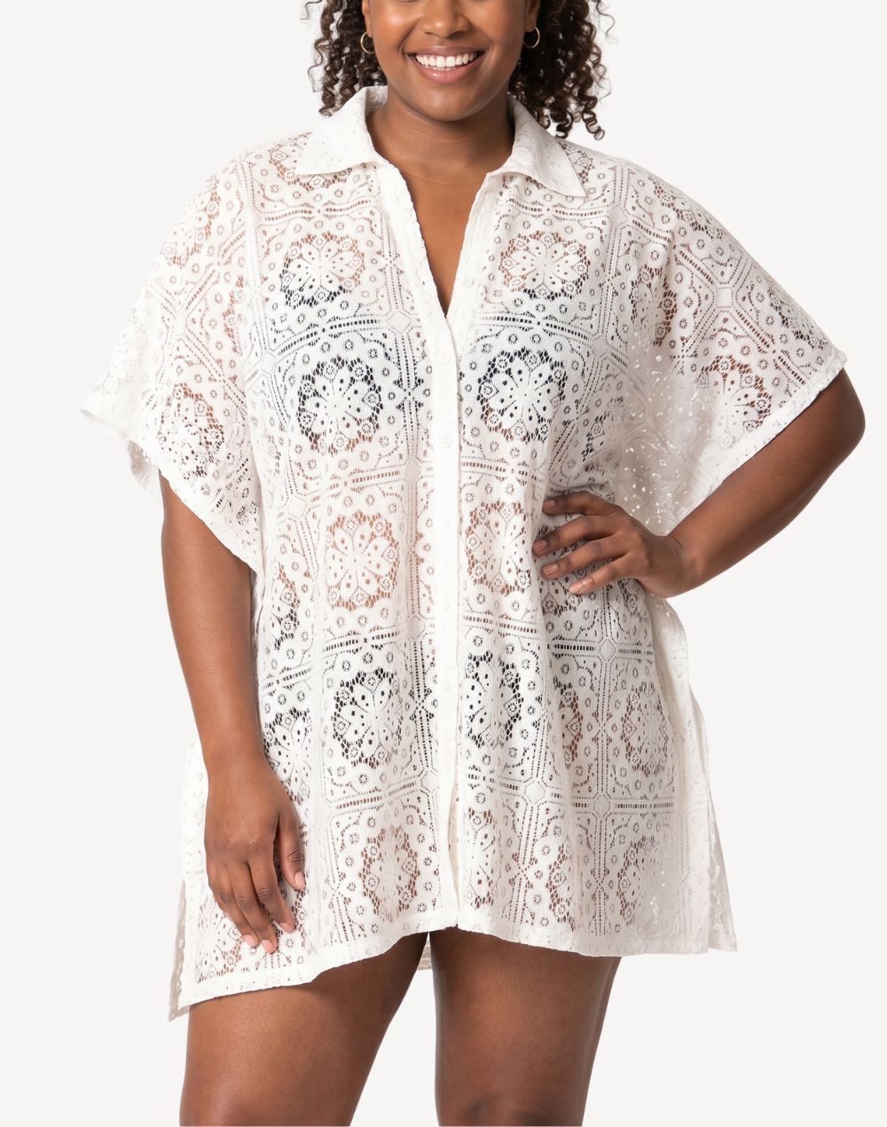 Coastal Muse Button Front Shirt Plus Size Cover Up