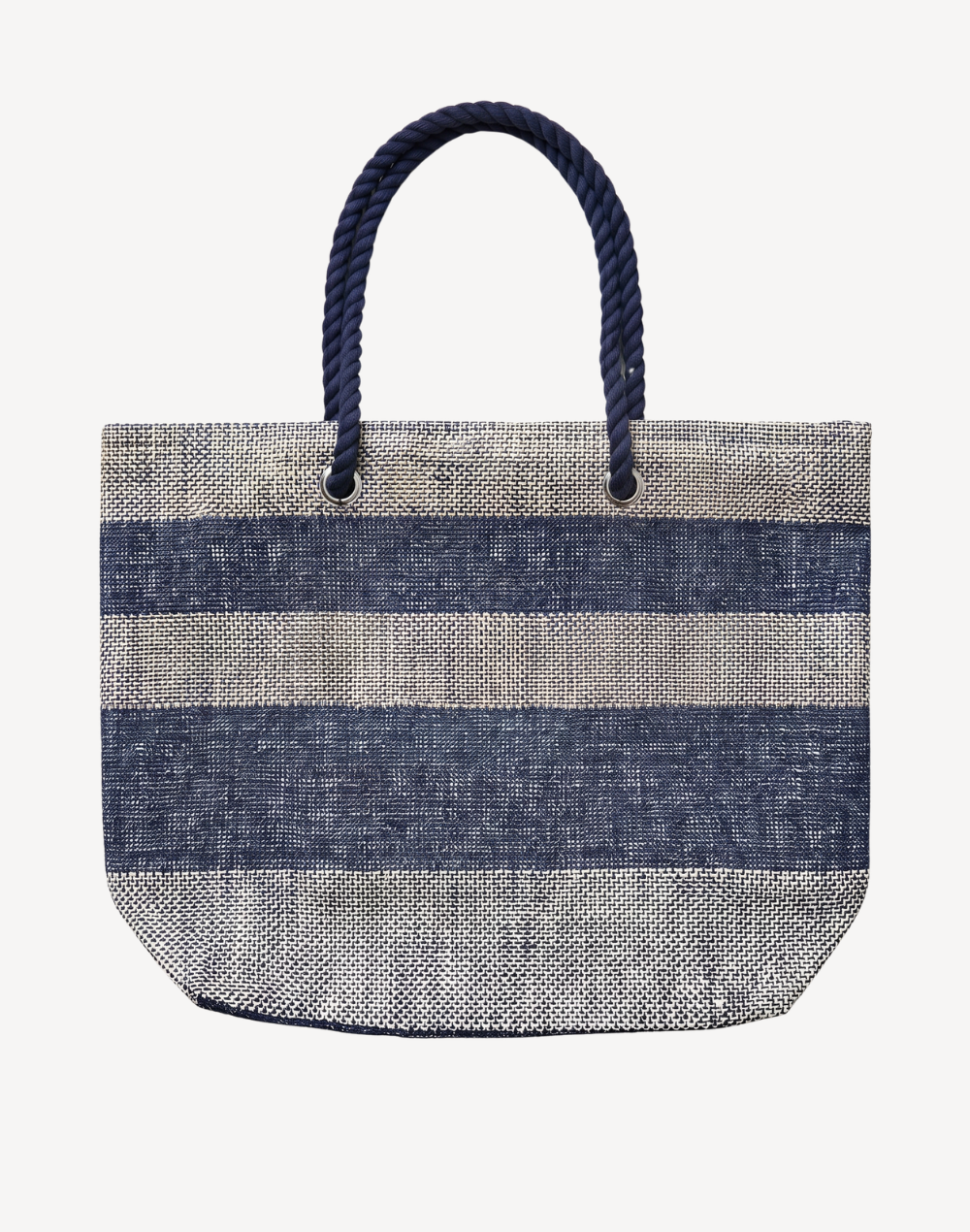 Vacation Mode Stripe Beach Bag#color_vacation-mode-navy-white-stripe