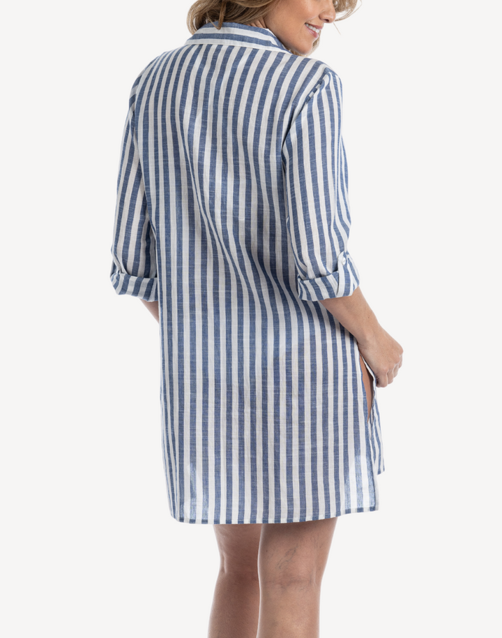Stripe Beach Shirt Cover Up
