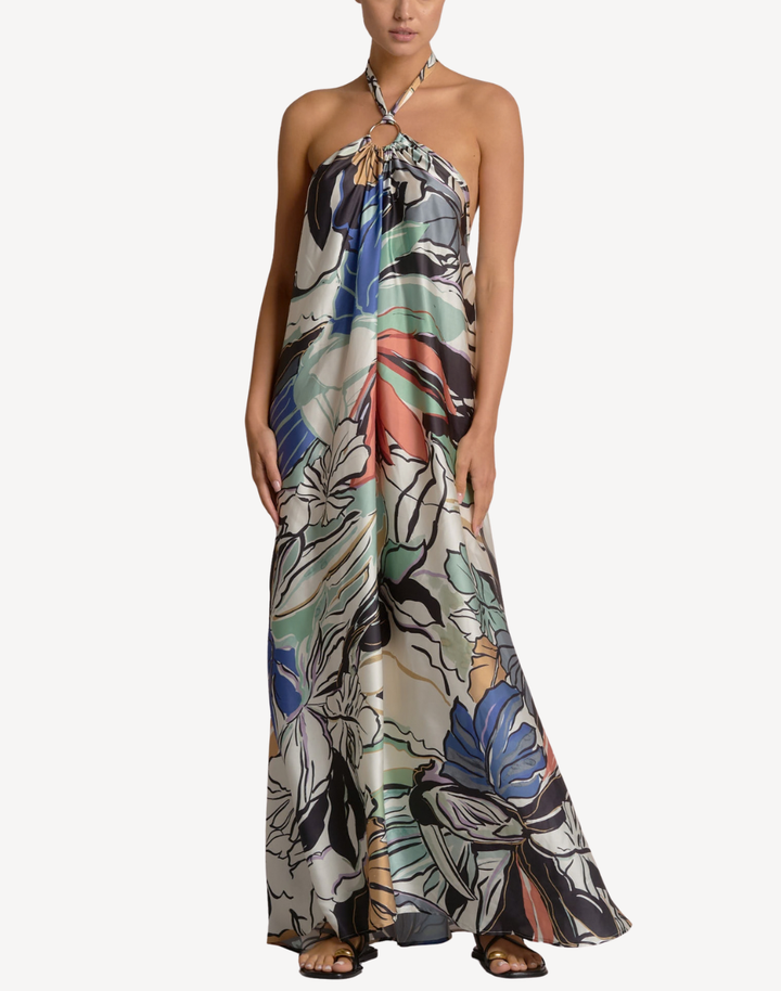 Botanical Halter Maxi Dress