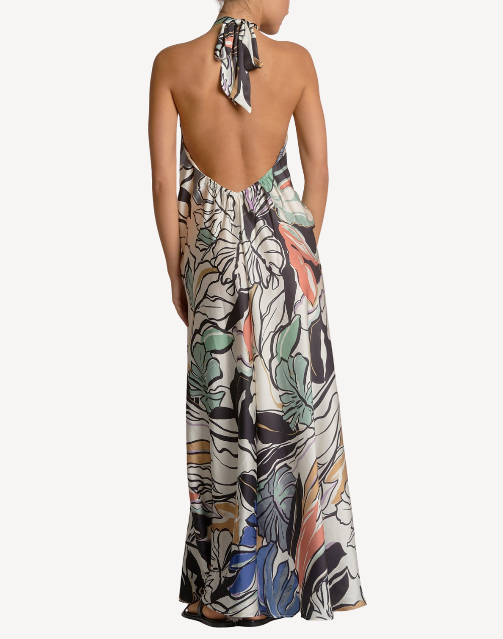 Botanical Halter Maxi Dress#color_blue-botanical