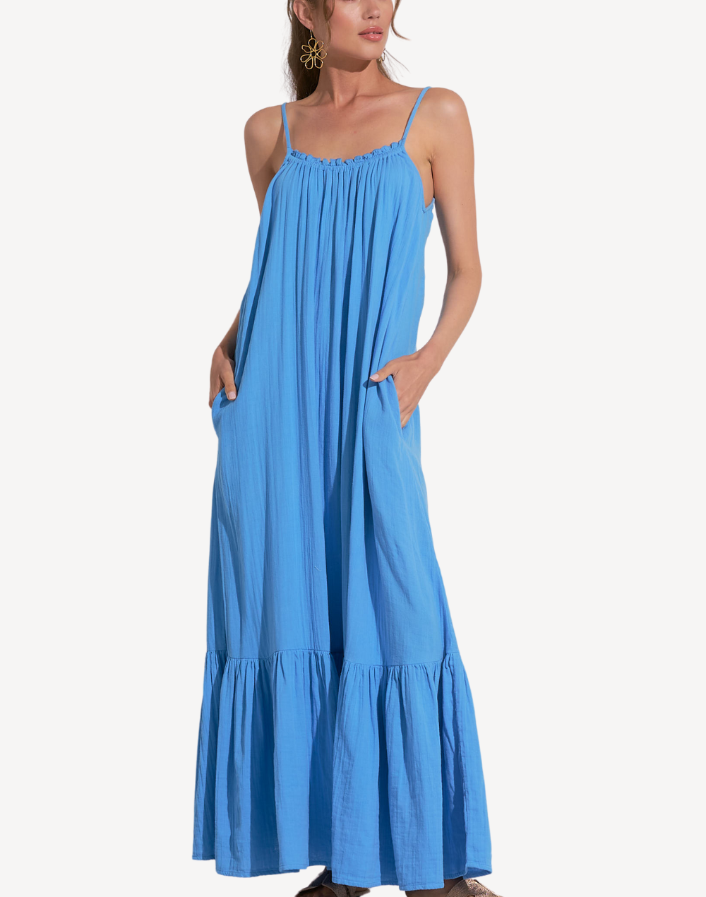 Double Gauze Ruffle Maxi Dress