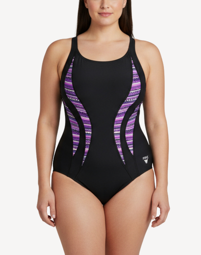 Aztec Lightning Splice Print One Piece Swimsuit#color_aztec-black