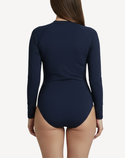 Exotic Palm UPF 50 Long Sleeve Paddle Suit#color_exotic-palm-navy