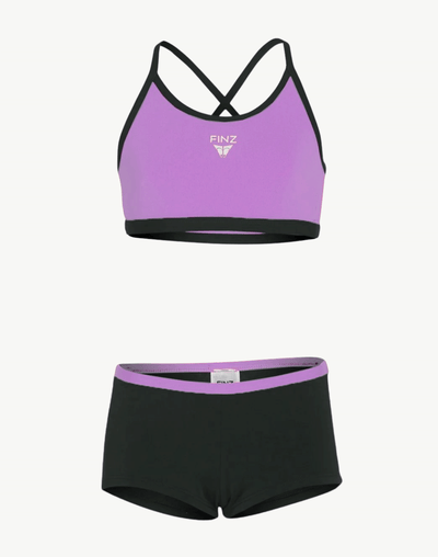 Girls Polyester Bikini Set#color_black-lavender