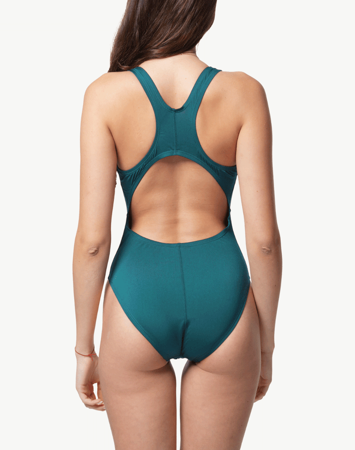Solid Polyester Maxback One Piece Swimsuit
