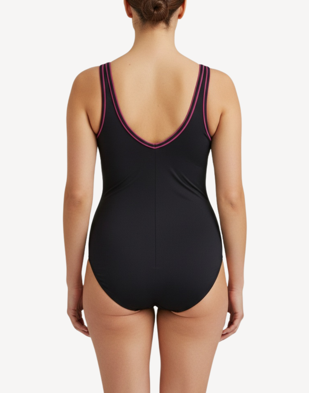 V Neck V Back Long Torso Polyester One Piece Swimsuit