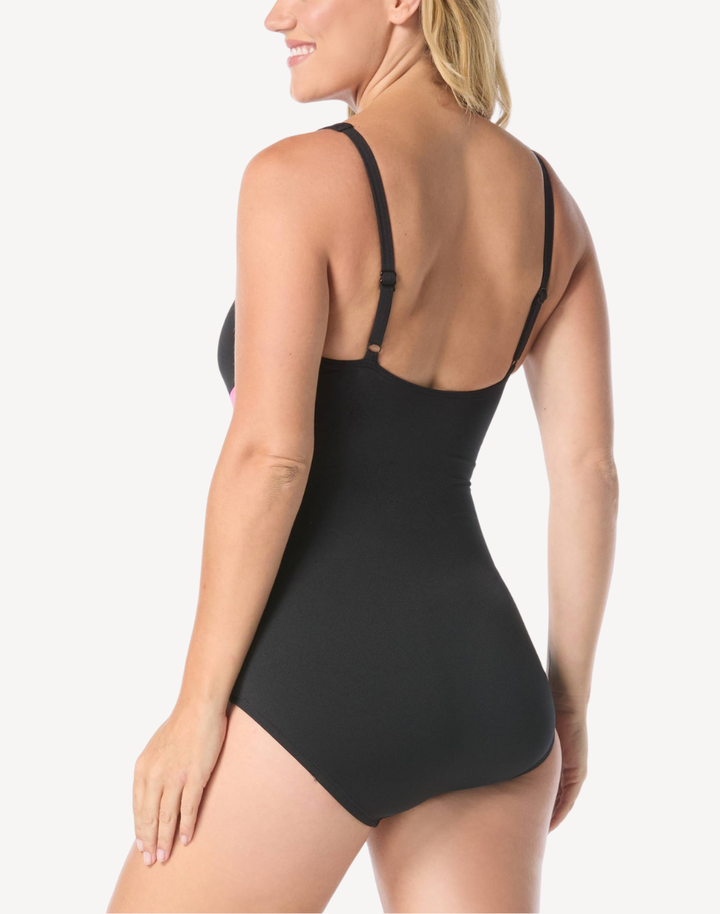 Colourblock High Neck D Cup One Piece